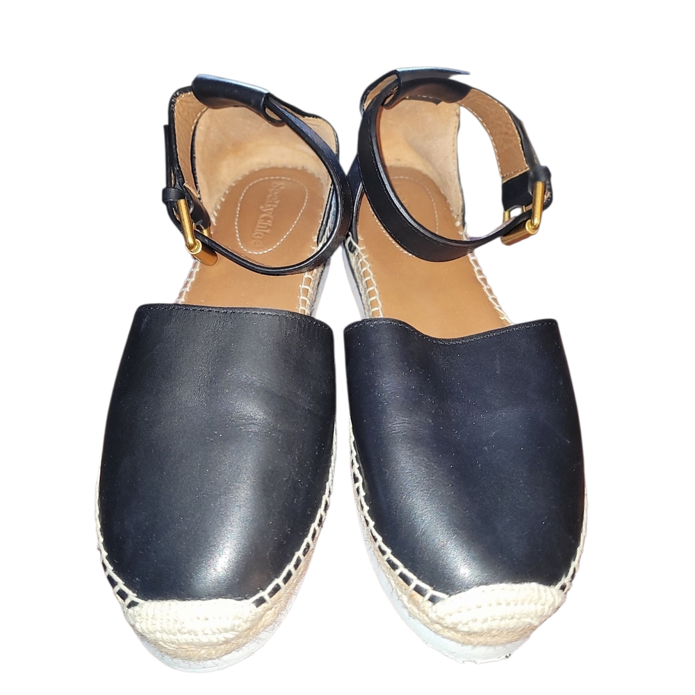 See By Chloe Black Espadrille Sandals Size 37 - Picture 5 of 7